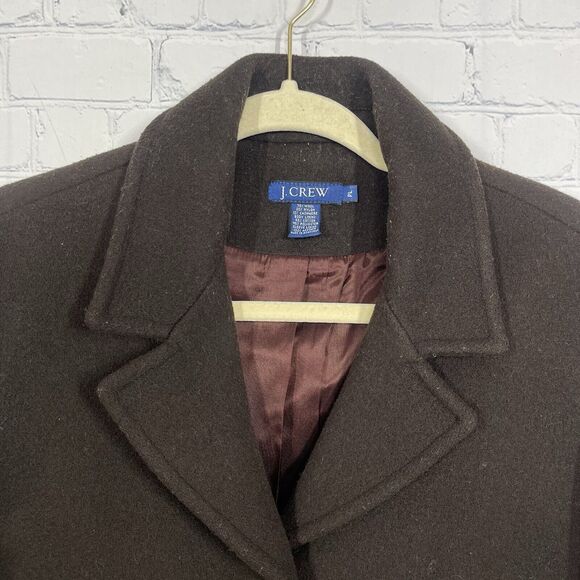 J Crew Mid Trench Coat Women Large Brown Wool Cashmere Blend Heavy Jacket - Picture 5 of 12